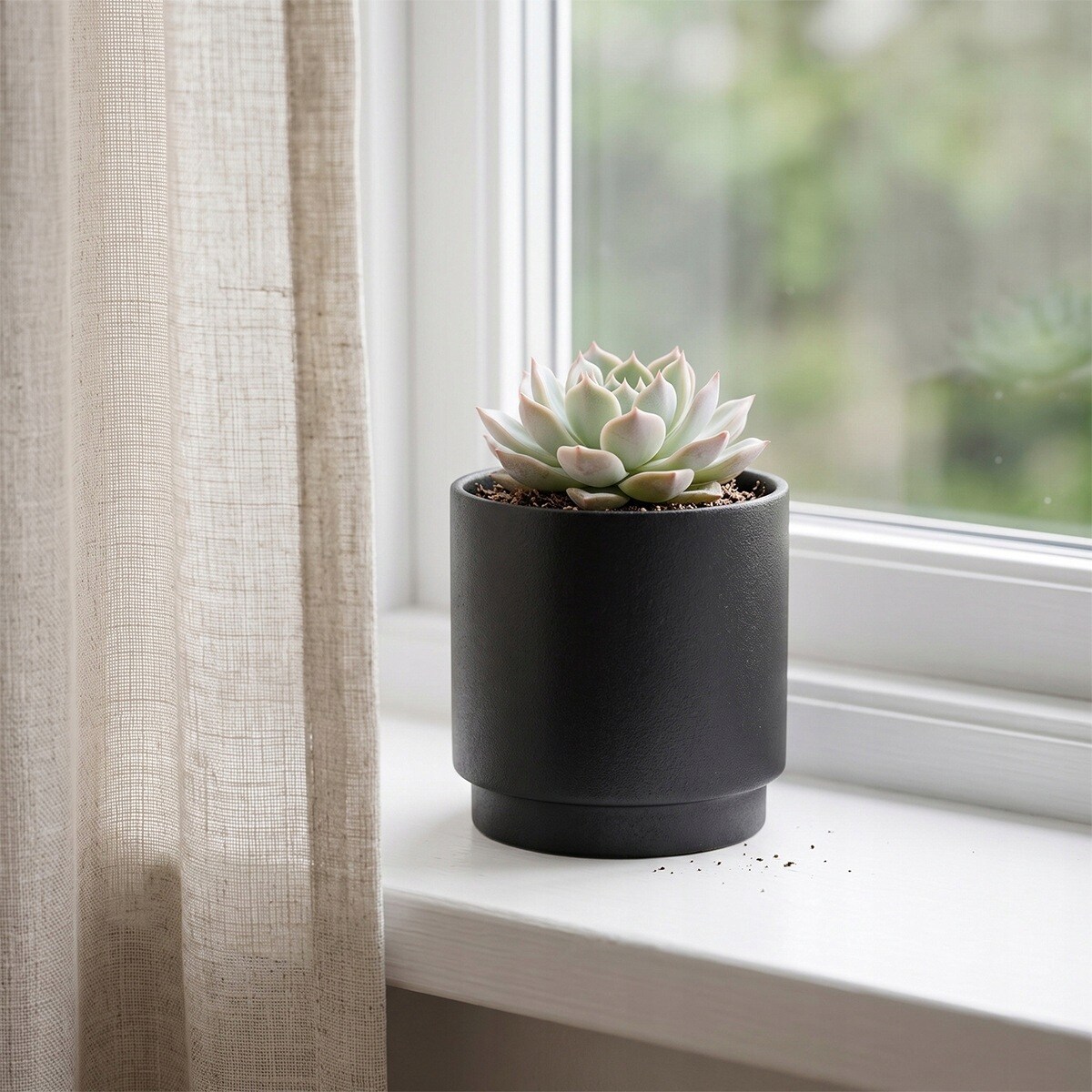 OSŁONKA NA DONICZKĘ CERAMICZNA CZARNA MAŁA 13cm NA KWIATY PARAPET BALKON
