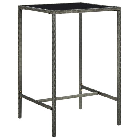 vidaXL Ogrodowy stolik barowy, szary, 70x70x110 cm, rattan PE i szkło