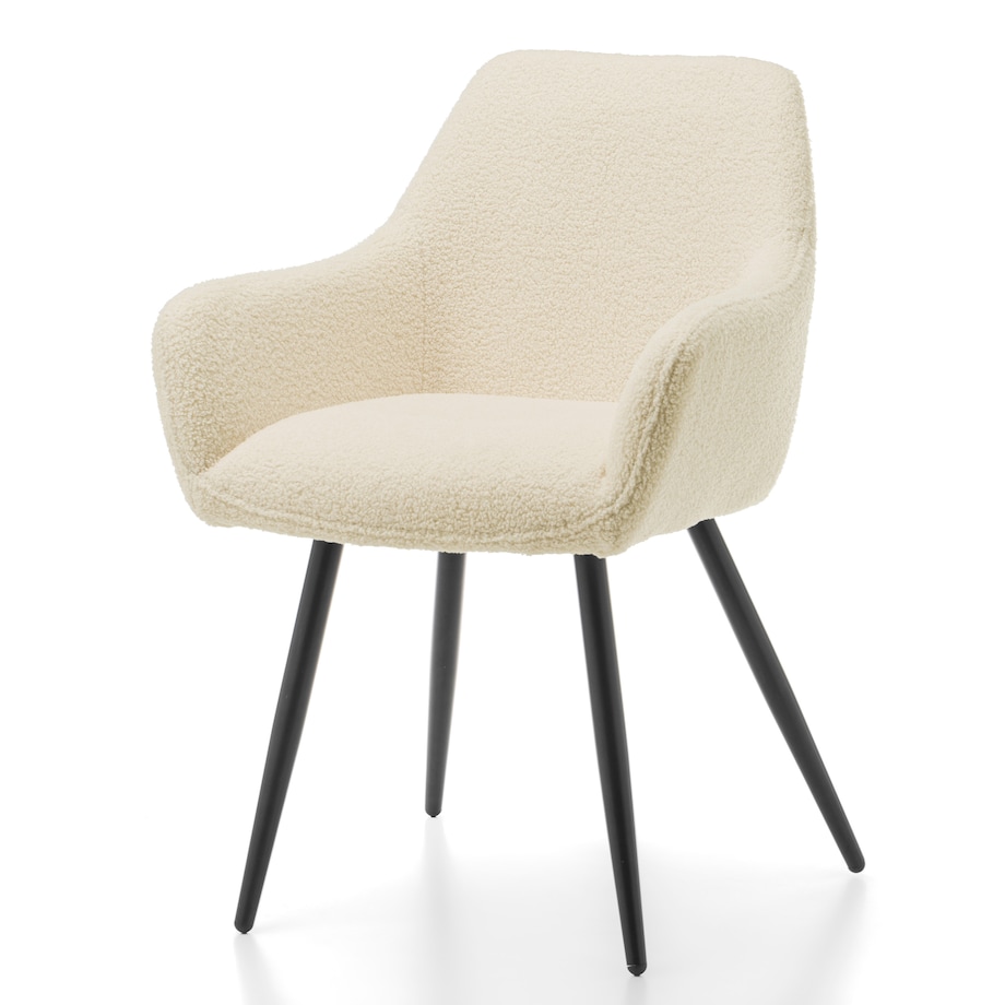 KRZESŁO TAPICEROWANE PIKOWANE TKANINA BOUCLE TEDDY JASNY BEŻ