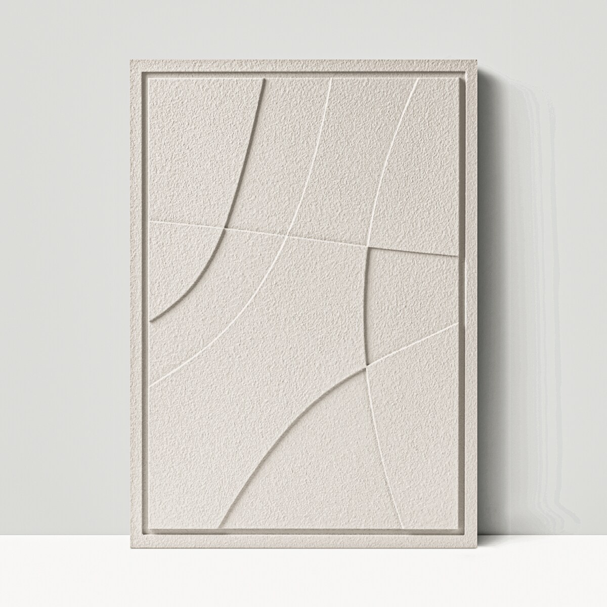 Obraz 3D 50x70cm Abstract II – Dekoracja Ścienna z Tynku Naturalnego, Natural Cream Minimalistyczny Relief