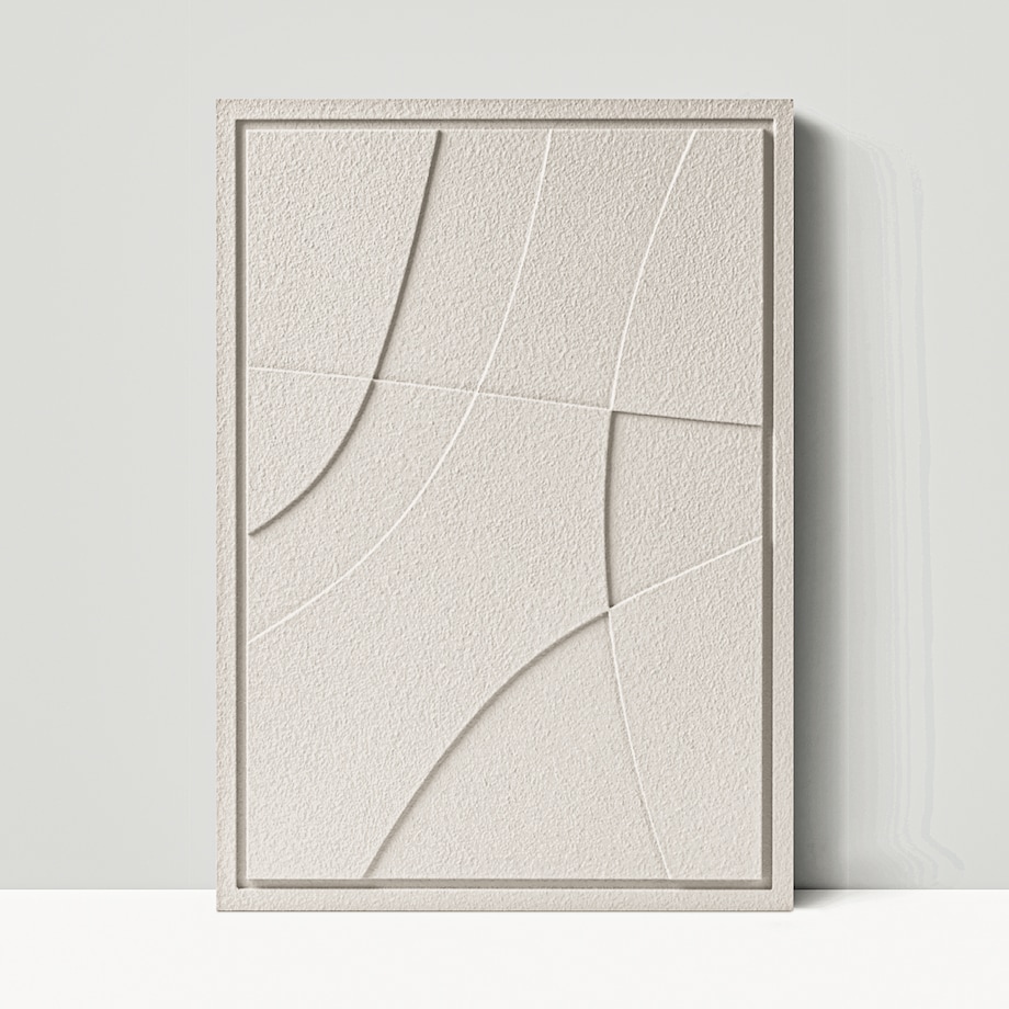 Obraz 3D 50x70cm Abstract II – Dekoracja Ścienna z Tynku Naturalnego, Natural Cream Minimalistyczny Relief