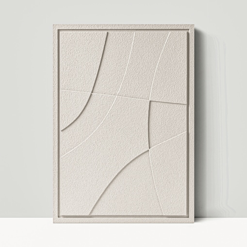 Obraz 3D 50x70cm Abstract II – Dekoracja Ścienna z Tynku Naturalnego, Natural Cream Minimalistyczny Relief