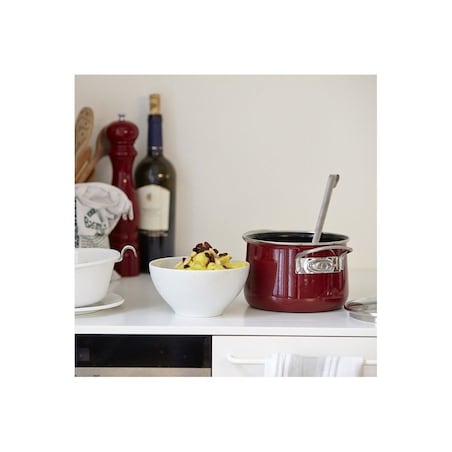 rosso Set Bordowy Zestaw 4 Garnków Z Pokrywkami I Patelni Emaliowanych