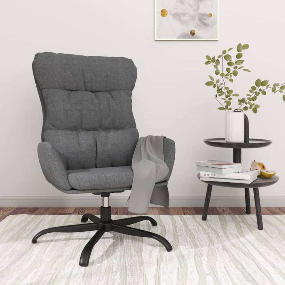 vidaXL Krzesło wypoczynkowe, jasnoszare, obite tkaniną