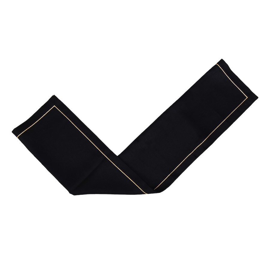 Lniany bieżnik Royal Black Goldenline – 50 × 150 cm