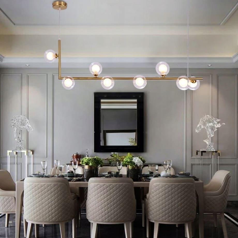 Lampa Glamour Szklane 8 Kul Gold Wisząca Złota G9