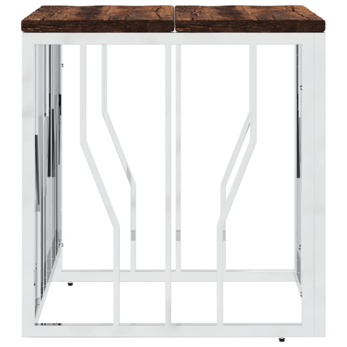 vidaXL Stolik kawowy, srebrny, stal nierdzewna i lite drewno z odzysku