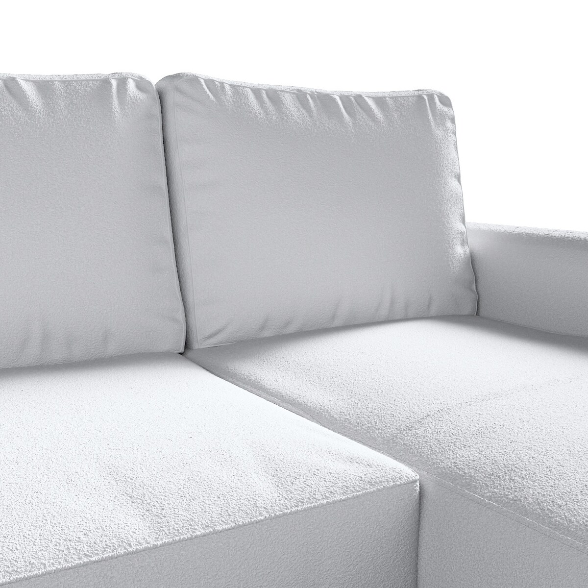 Pokrowiec na sofę Backabro rozkładaną z leżanką, biała bukla, 248 x 88/150 x 71 cm, Boucle Teddy