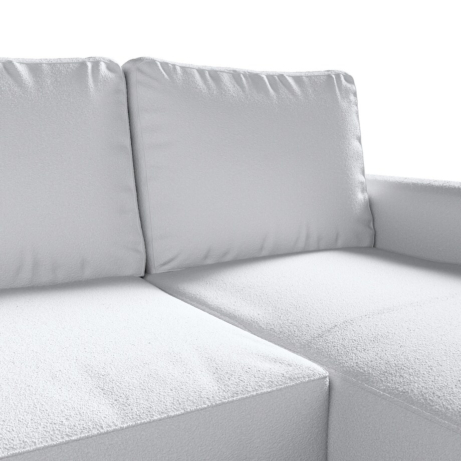 Pokrowiec na sofę Backabro rozkładaną z leżanką, biała bukla, 248 x 88/150 x 71 cm, Boucle Teddy