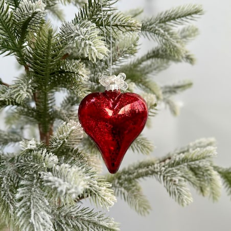 VILLA ITALIA Bombka szklana czerwona SERCE z koralikami 10 cm