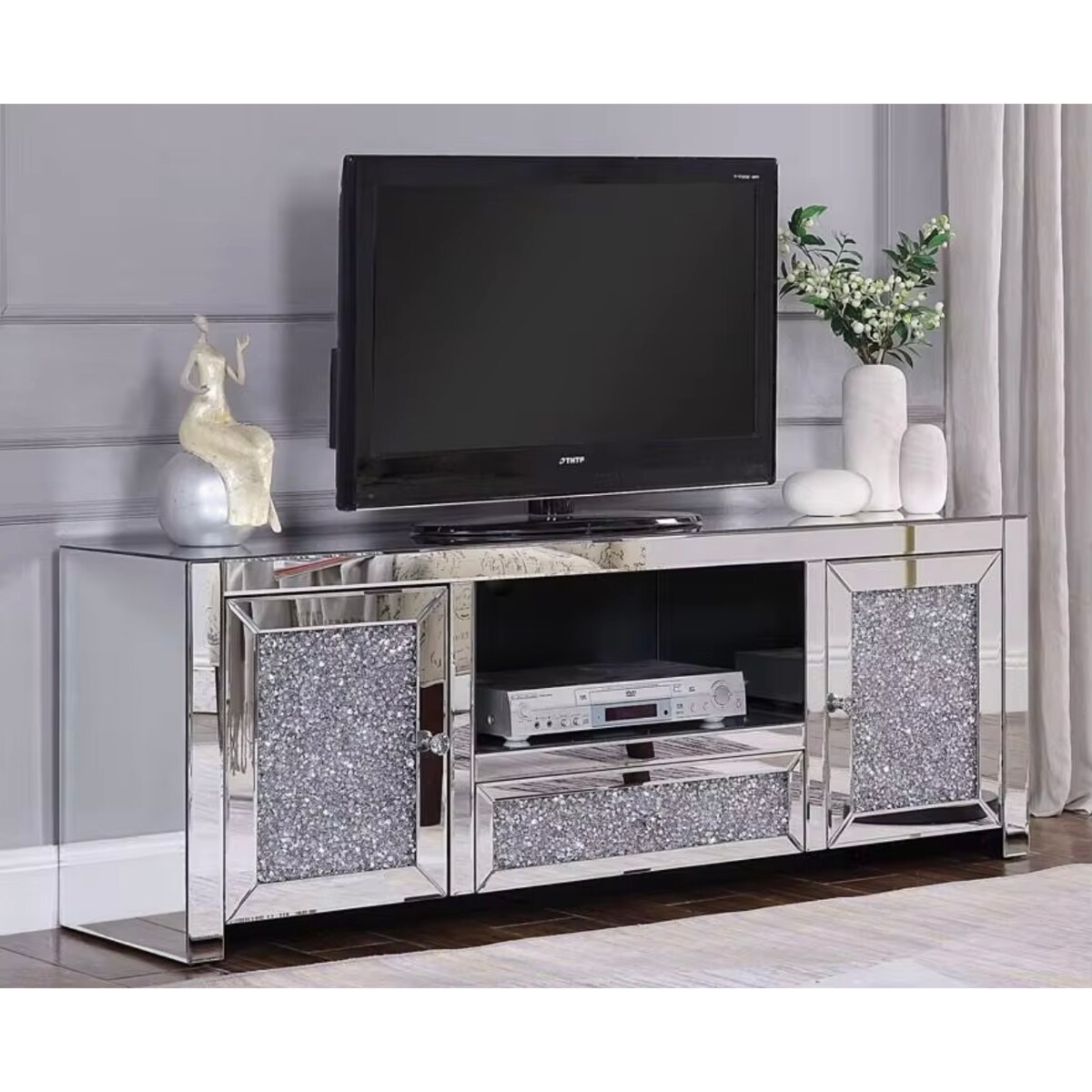 Lustrzana szafka RTV komoda z kryształkami Milion Diamonds Premium Glamour XL 150x40x55