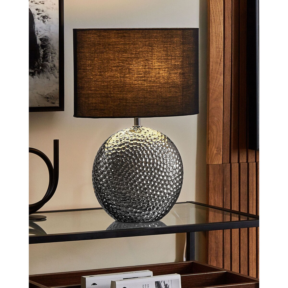 Lampka nocna ceramiczna srebrna NASVA