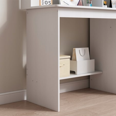 Biurko komputerowe białe loft z 7 półkami