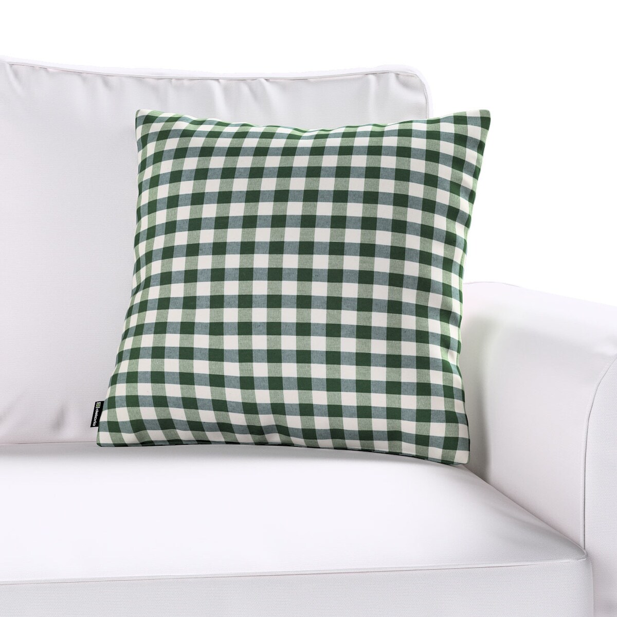 Poszewka Kinga na poduszkę 50x50 zielono-biała kratka (1,5x1,5cm)