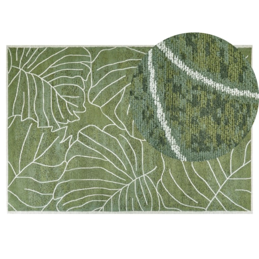 Dywan bawełniany w liście monstery 140 x 200 cm zielony SARMIN