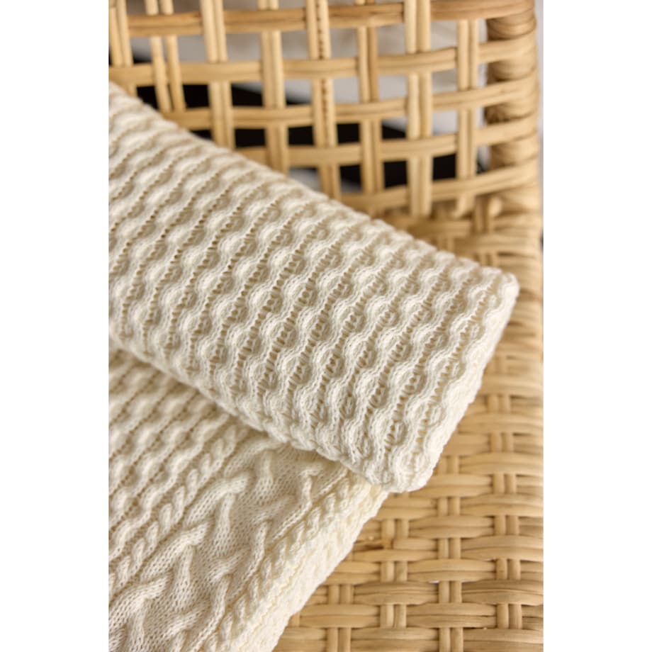 Pled ozdobny off white, 130 x 160 cm, La Manta