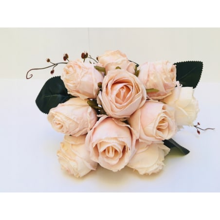 BUKIET róże sztuczne liście na stroik wiązanka do wazonu święta kremowe pik