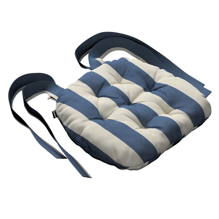 Poduszka na krzesło Marcin, niebiesko-białe pionowe pasy (5,5cm), 40 x 37 x 8 cm, Quadro