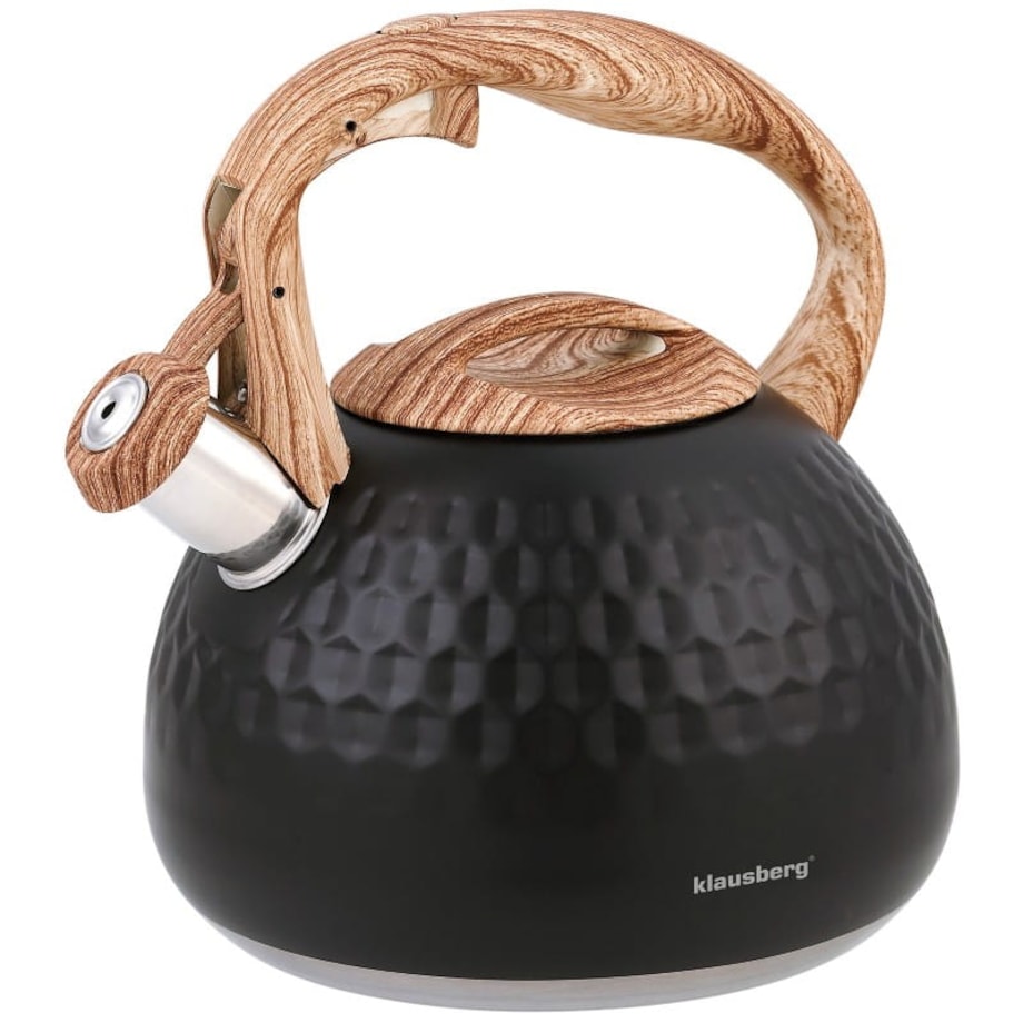 Czajnik stalowy z gwizdkiem 2.8L indukcja gaz KLAUSBERG Diamond czarny