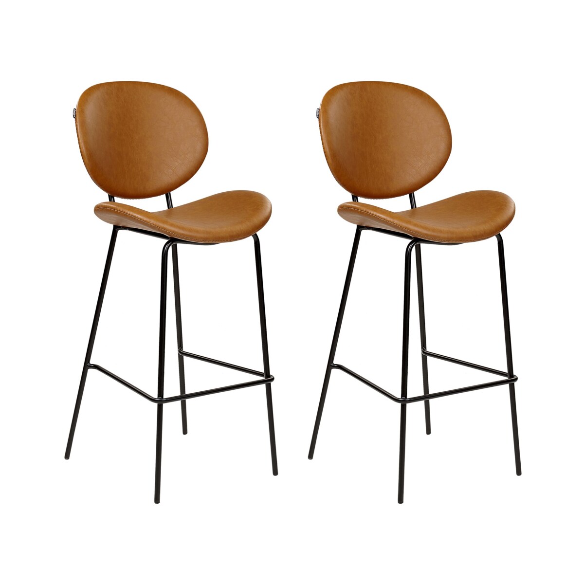 Zestaw 2 krzeseł barowych ekoskóra złoty brąz LUANA