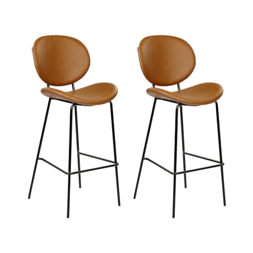 Zestaw 2 krzeseł barowych ekoskóra złoty brąz LUANA