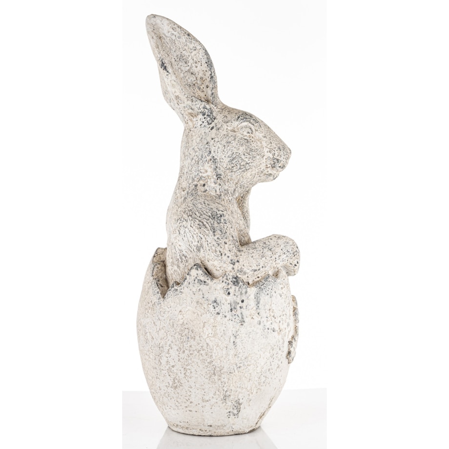 Dekoracja - królik siedzący w skorupce jajka 51x19x20 cm SZAREK -2