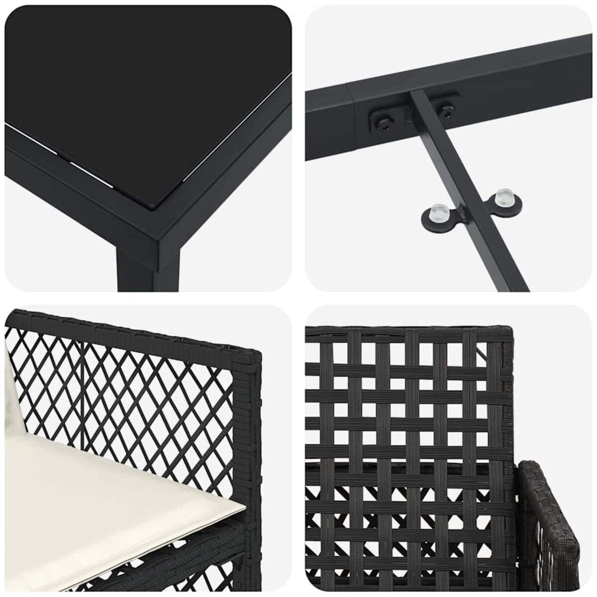 vidaXL Zestaw do jadalni w ogrodzie 5 pcs Czarny polirattan