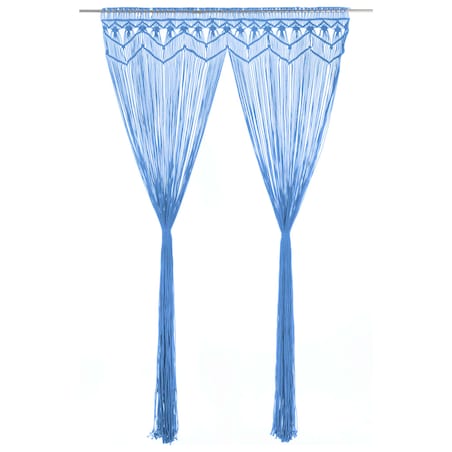 vidaXL Zasłona z makramy, niebieska, 140 x 240 cm, bawełna