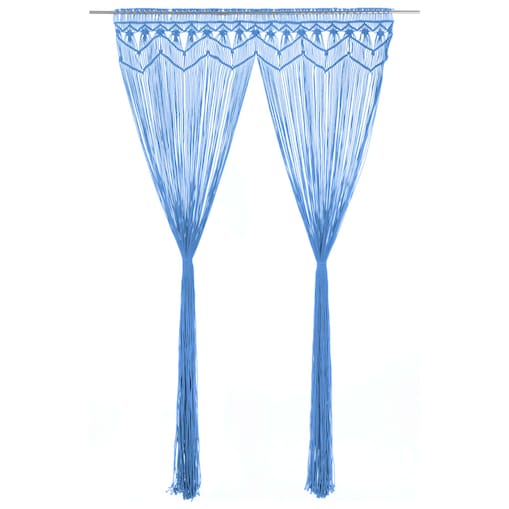 vidaXL Zasłona z makramy, niebieska, 140 x 240 cm, bawełna