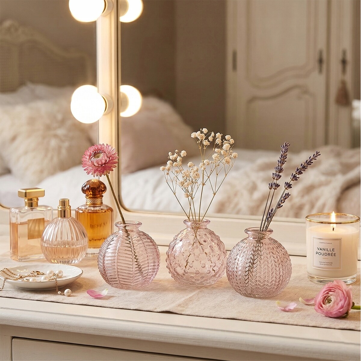 MAŁY WAZONIK WAZON SZKLANY 8cm 3 szt NA GAŁĄZKĘ KWIATY DO SALONU DOMU BOHO