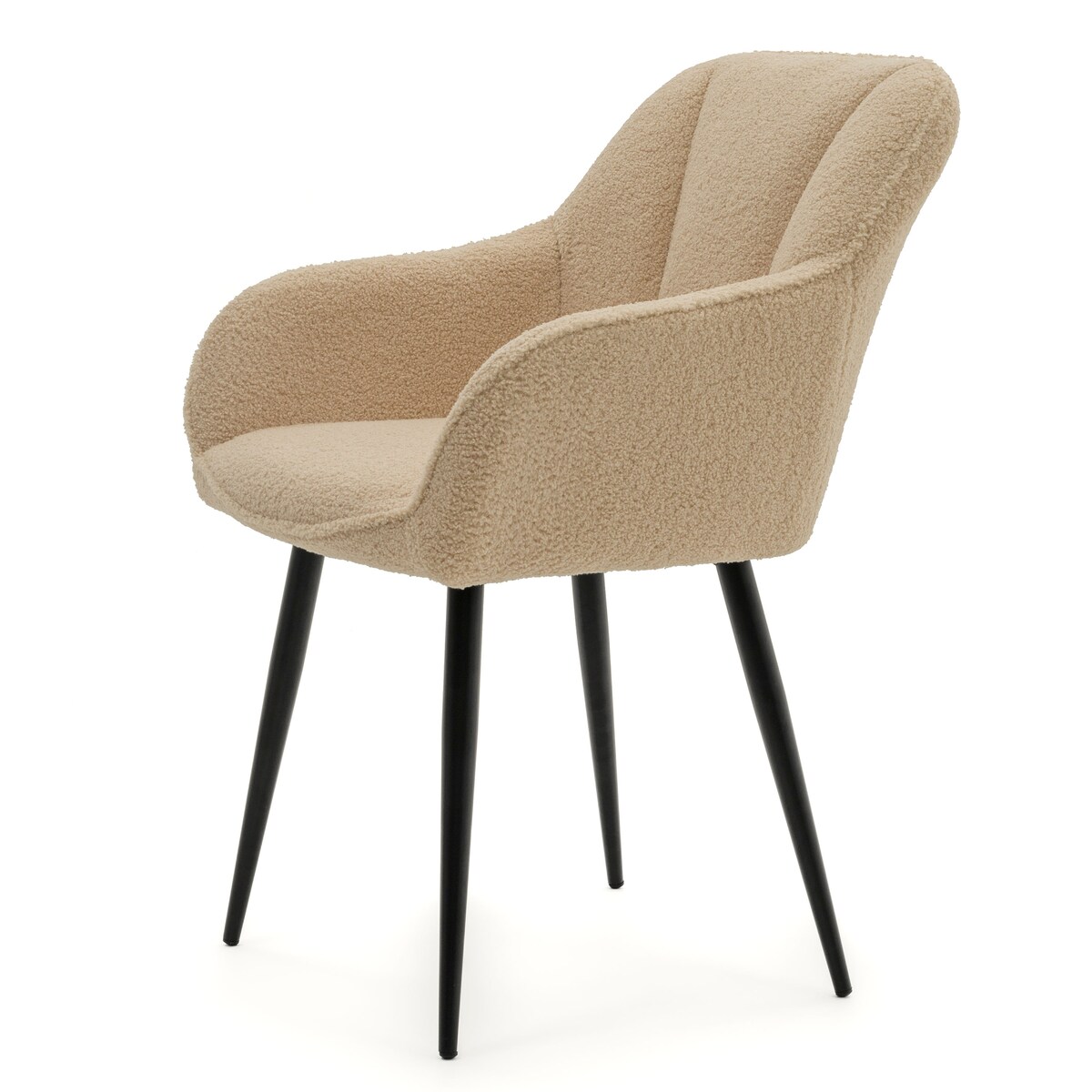 Krzesło tapicerowane welurowe LAGO boucle teddy beżowe