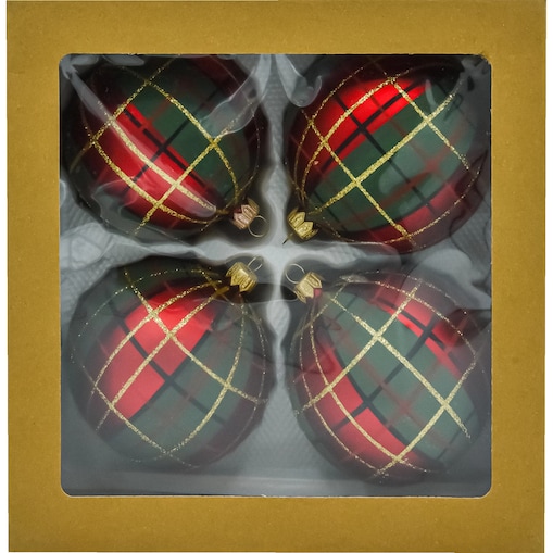 Bombka choinkowa: Okrągłe Szkocka Krata: zestaw