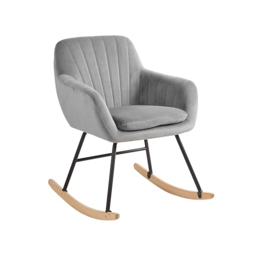 Fotel bujany welurowy szary LIARUM