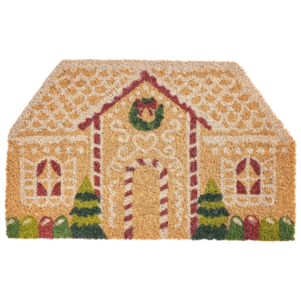 Wycieraczka SELATNA Naturalny 50 x 80 cm Wzór świąteczny Włókno kokosowe