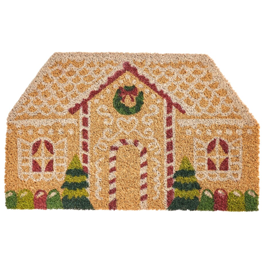 Wycieraczka SELATNA Naturalny 50 x 80 cm Wzór świąteczny Włókno kokosowe