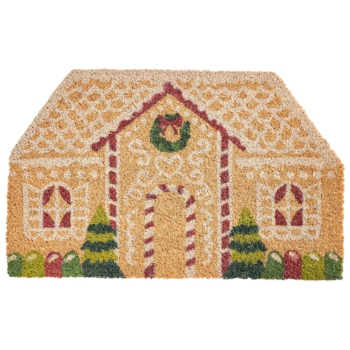 Wycieraczka SELATNA Naturalny 50 x 80 cm Wzór świąteczny Włókno kokosowe