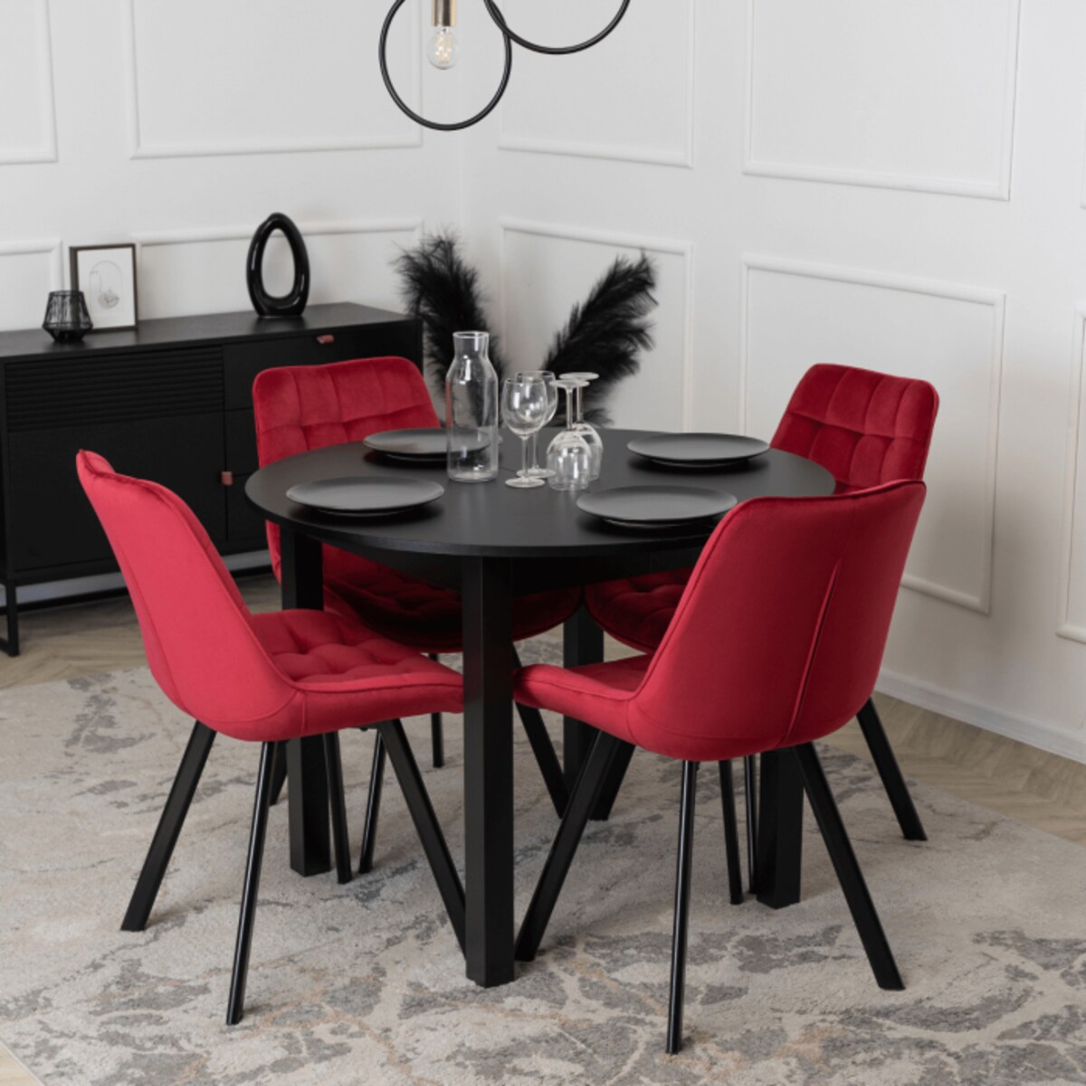 Krzesło Tapicerowane Kuchenne Welurowe Do Jadalni Kuchni Loft Bordowe RICK