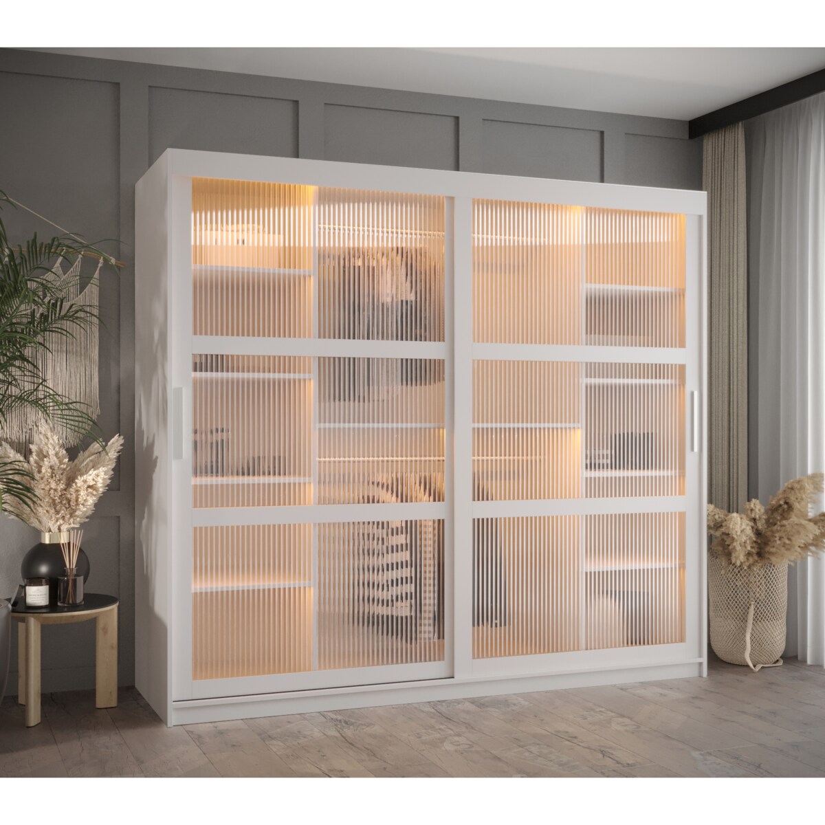 Szafa przesuwna Garderoba FLUTES 200 biały