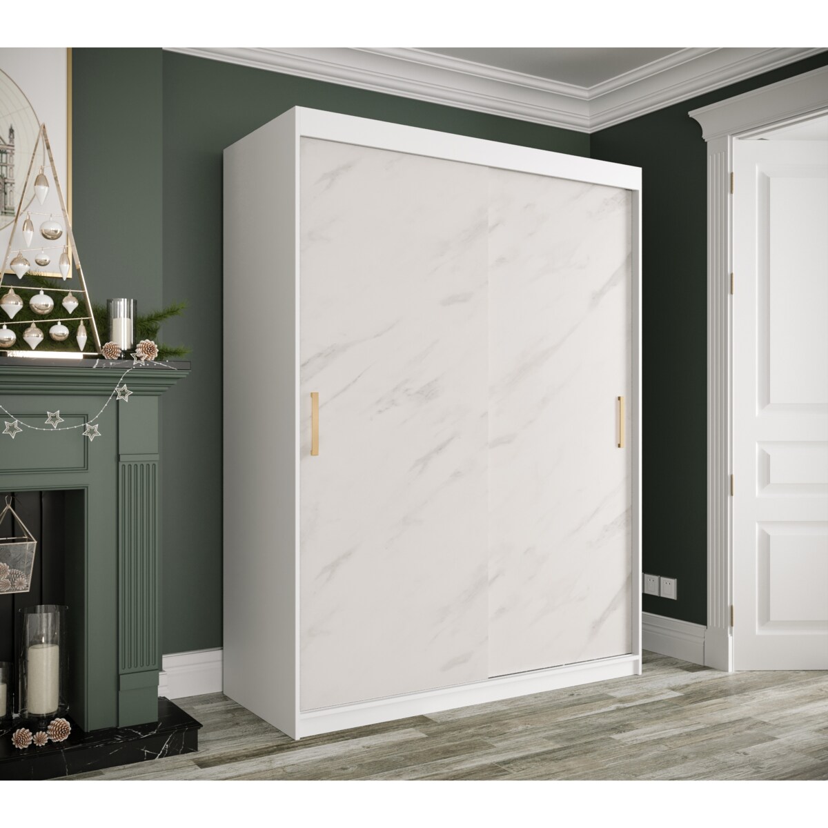 Szafa przesuwna Garderoba MARMUR T 150 gł. 62 biały