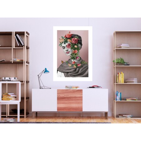 Poster Story, Plakat, Obraz - Frida Kahlo Otulona Różami, wymiary 21 x 30 cm