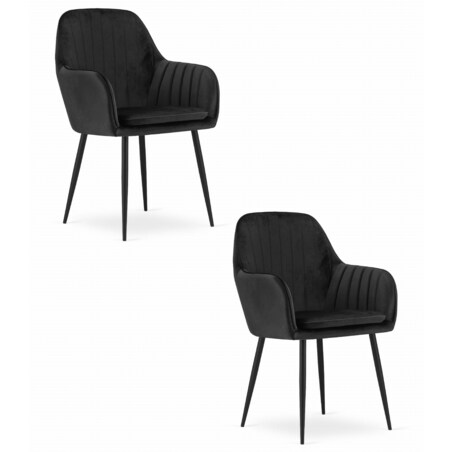 Krzesło Do Jadalni Kuchni Salonu Lugo - Aksamit Czarny / Nogi Czarne X 2