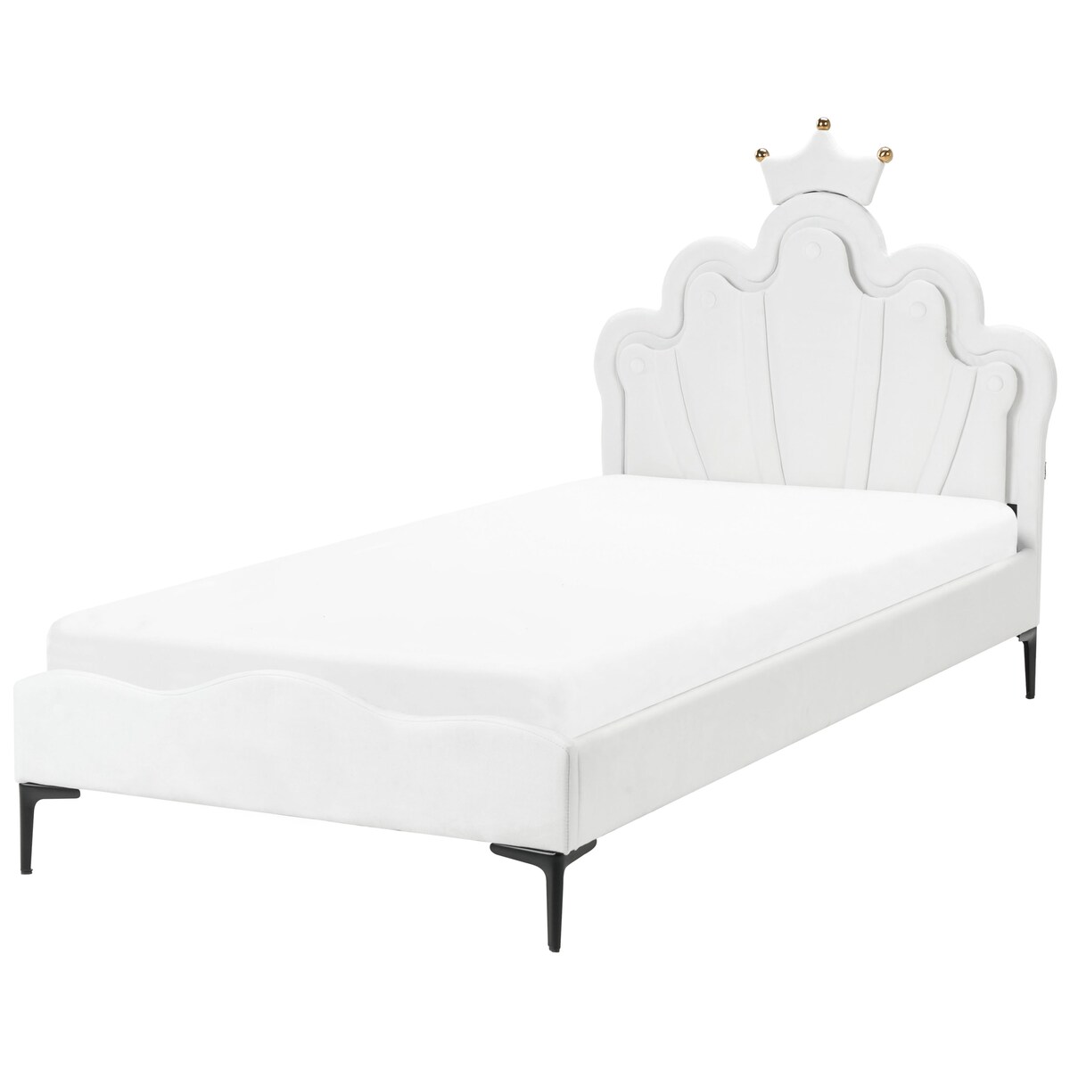 Łóżko dziecięce Korona Welur RUBIAN 90 x 200 cm Z LED Biały