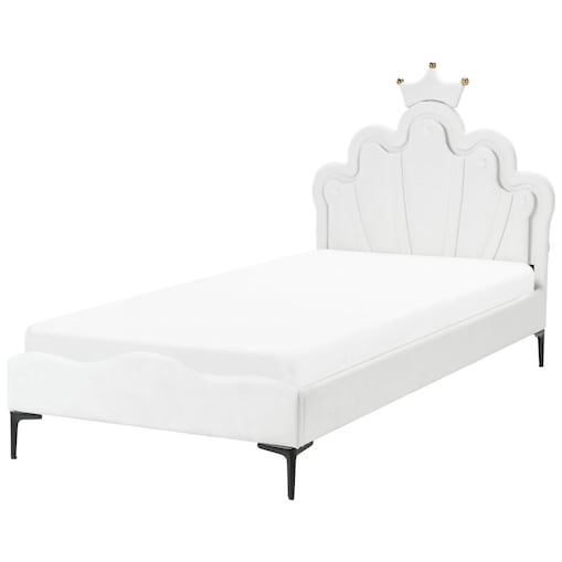 Łóżko dziecięce Korona Welur RUBIAN 90 x 200 cm Z LED Biały