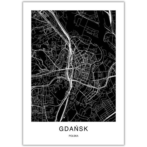 plakat gdańsk mapa 30x40 cm