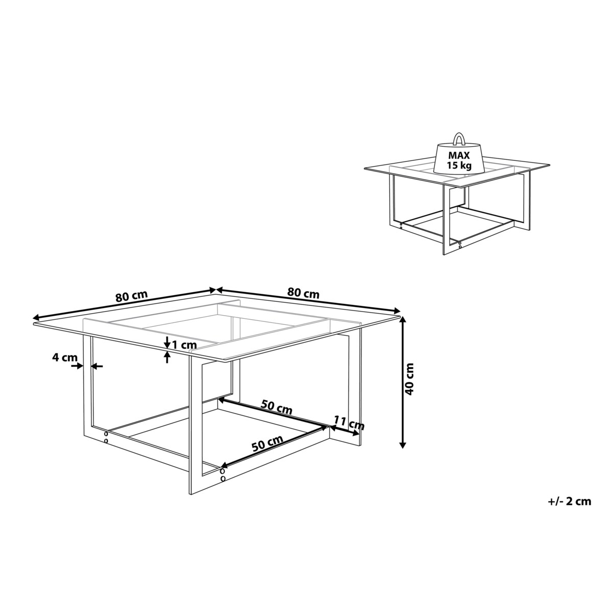 Stolik kawowy CRYSTAL Szkło hartowane Srebrny