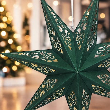 GWIAZDA PAPIEROWA ŚWIĄTECZNA AŻUROWA welurowa zielona 35 cm WITRAŻ 3D WG05