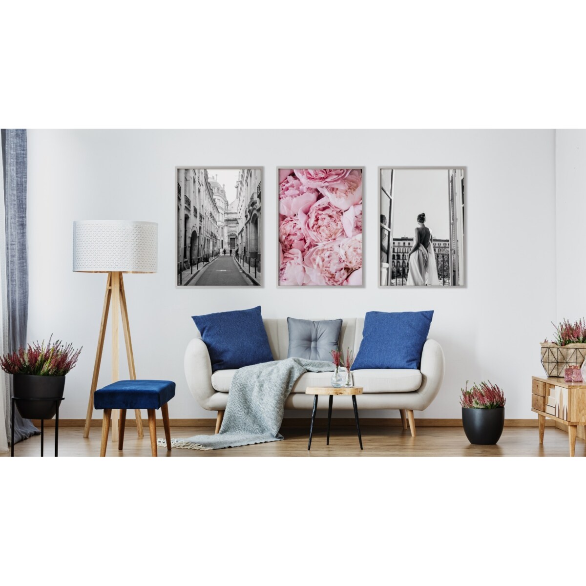 ZESTAW 3x Plakat KWIATY Kobieta Architektura 30x40cm