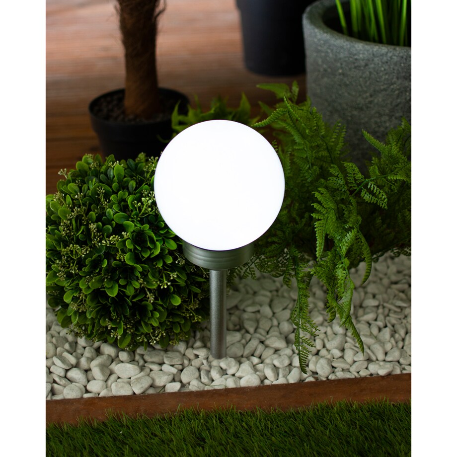 Lampa Solarna Kula 20Cm Ogrodowa 4 Led Czujnik Wbijana Zewnętrzna Ip44