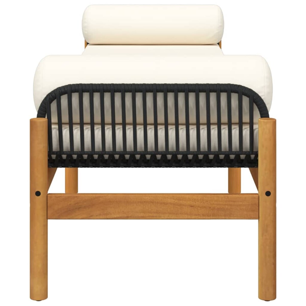 vidaXL Ławka ogrodowa z poduszką, czarna, polirattan i akacja