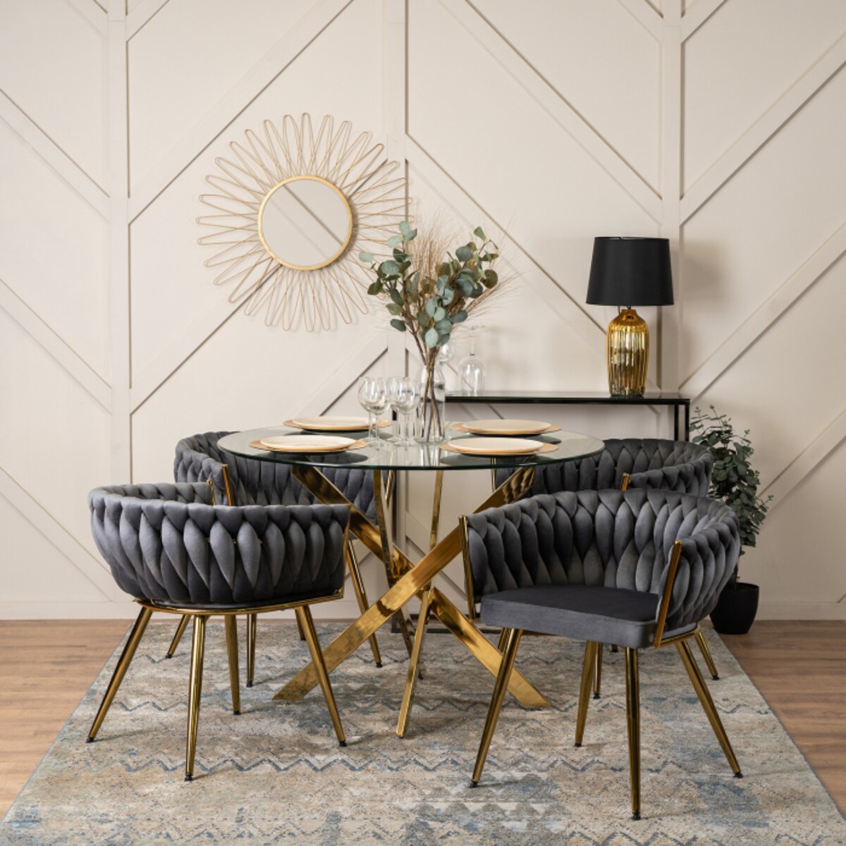 Krzesło Tapicerowane do Salonu CAPRI Szare Welur do Toaletki